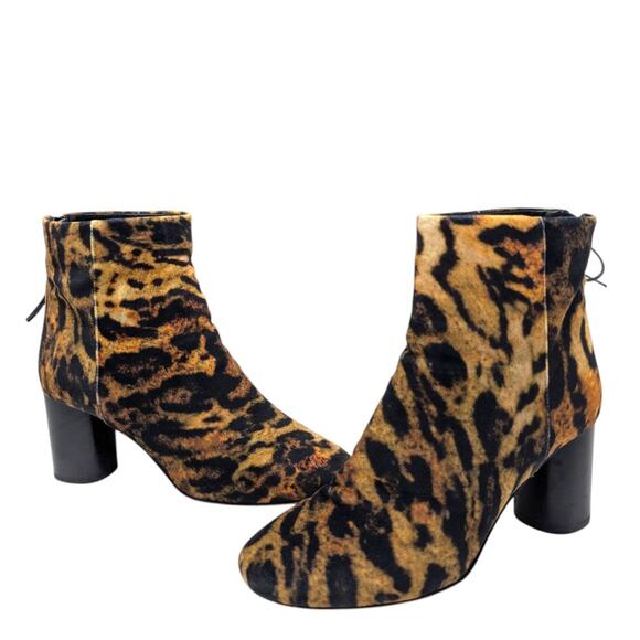 Isabel Marant Ritza Leopard Print Velvet Ankle Boots Size 38 - Picture 7 of 8